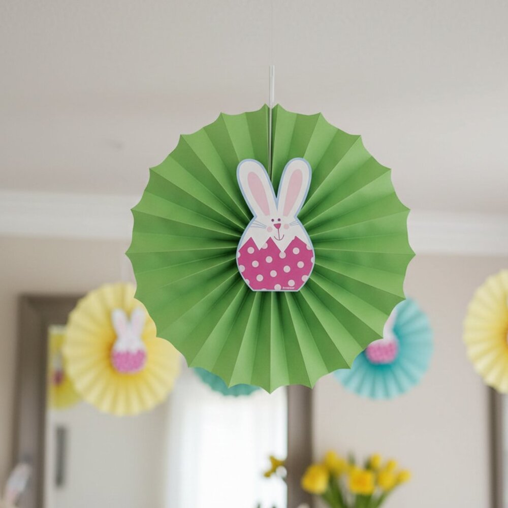 Unique Easter Bunny 12 Inch Paper Fan Decoration Holiday Party Supplies